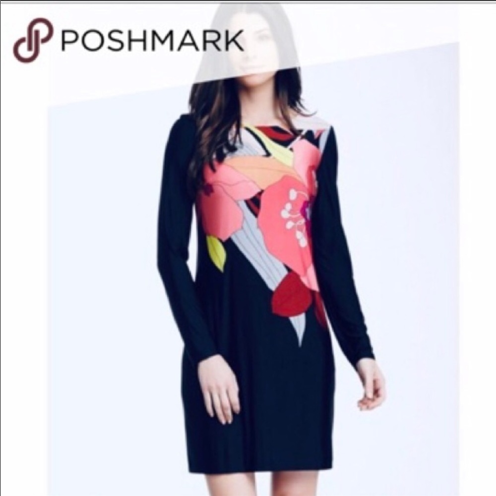 Trina Turk Long Sleeve Flower Printed Dress